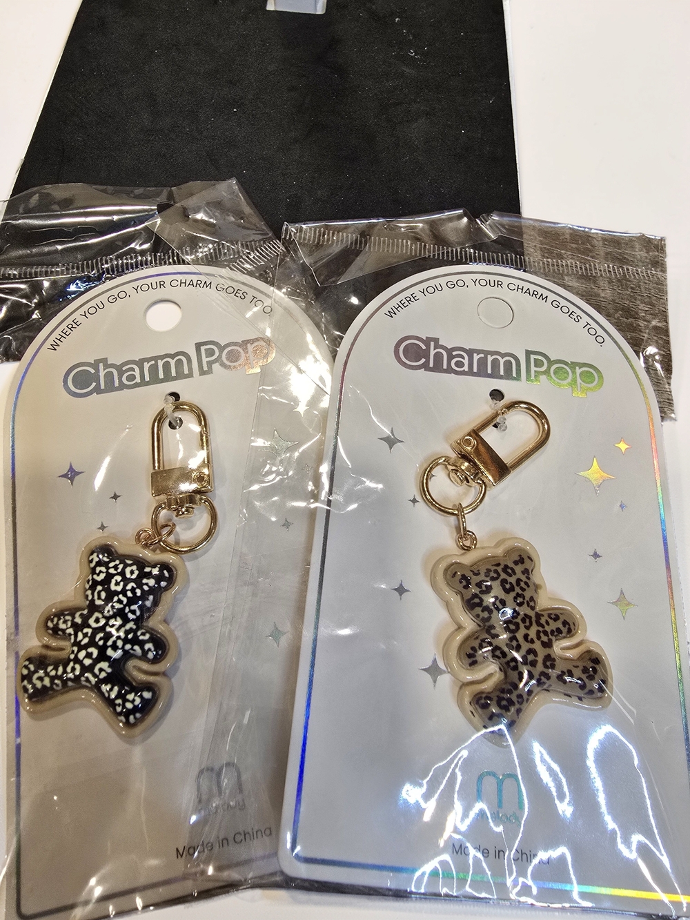 NEW Charm Pop Leopard Teddy Bear Bag Charm Keychain Bundle (Set of 2)